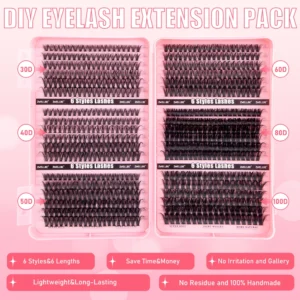 780pcs Clusters Kit 8-16mm Eyelash Extension With Individual Lash Bond and Seal, Eyelash Remover, Applicator, DIY at home Makeup 5