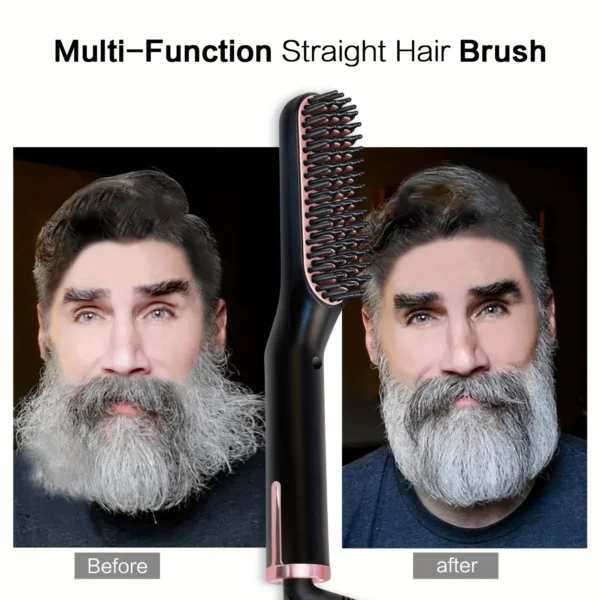 Men Beard Straightener Comb Ionic Hair Straightener Brush Anti-Scald Portable Straightening Comb Anti-frizz Hair Beard Brush 6