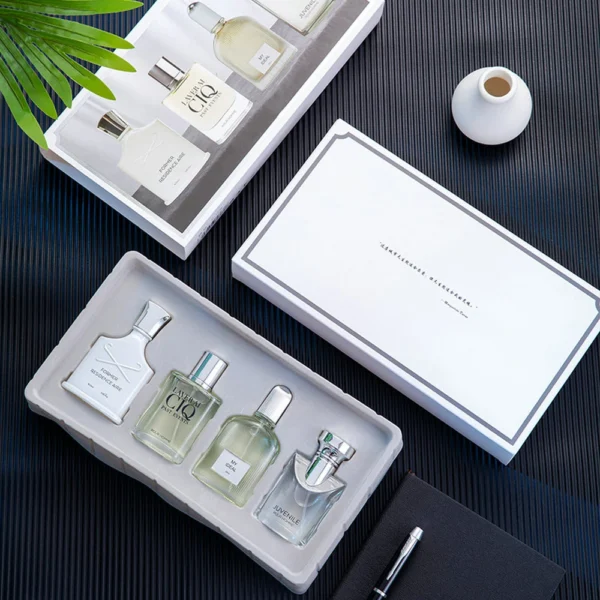 Brand Men Perfume 100ml Gift Box Four Piece Set Lasting Fragrance Body Spray Fresh Plant Floral Scent Pheromone Parfums Homme 3