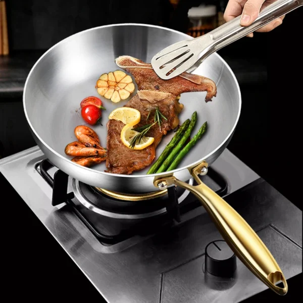 316 Stainless Steel Frying Pan Wok Pan Nonstick Cooking Fried Steak Gas Stove Pot Induction General Saucepan Kitchen Cookware 2