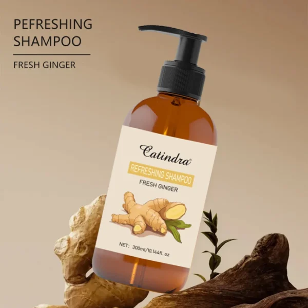 300ml Fresh Ginger Refreshing Shampoo Dry Curly Fluffy Hair Nourishing Straightening Shampoo Conditioner for Female 5