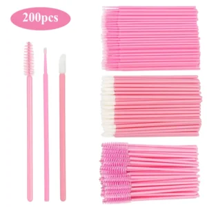 200pcs Disposable Brushes Set Mascara Wands Lip Brushes Microbrush Applicator Swab for Eyelash Extension Eyebrow Makeup Tools