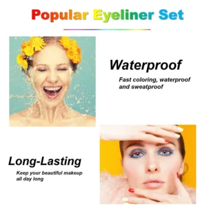 14-Color Colourful Eyeliner Pen, High Pigmented Pearly Shimmer Metallic Smokey Punk Gothic Style Eyeliner, Long Lasting Waterpro 6