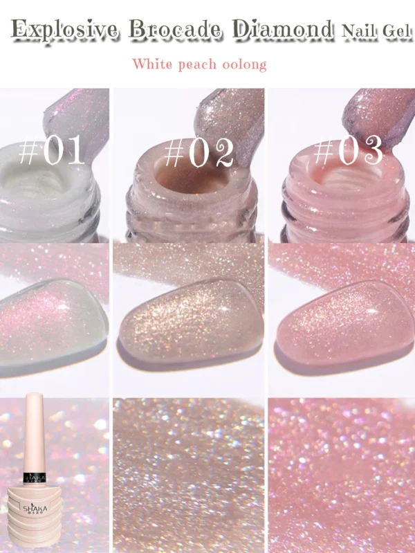 1-3pcs PSK Pink Nails Spring White Peach Oolong 3 Color Series Gel Nail Polish 2025 Youth Super Glitter Nail Art Nail Supplies 2