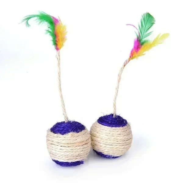 1Pc Cat Toy Sisal Scratching Ball Training Interactive Toy for Kitten Pet Cat Supplies Feather Toy  Cat Toys Interactive 4