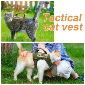 Nylon Cat Harness Vest with 2 Sticker Military Tactical Cats Harness With Handle Cats Small Dogs Pet Training Walking Chihuahua 5