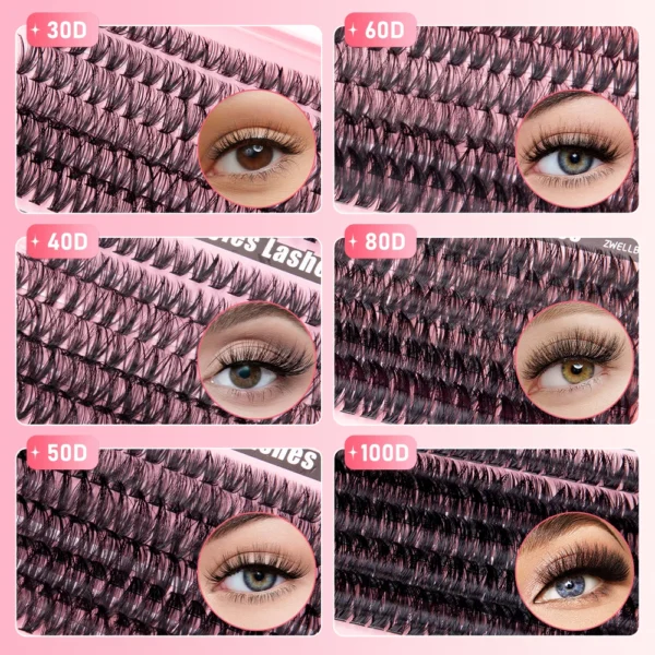 780pcs Clusters Kit 8-16mm Eyelash Extension With Individual Lash Bond and Seal, Eyelash Remover, Applicator, DIY at home Makeup 3