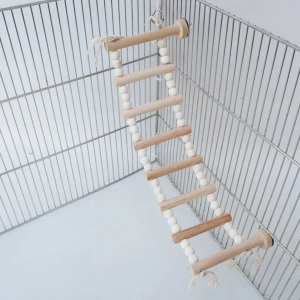 5/8 Steps Wood Ladder Pet Interactive Bird Parrot Toy Ladder for Hamster Cage Funny Grinding Stick Climbing Toy Bird Accessories 3