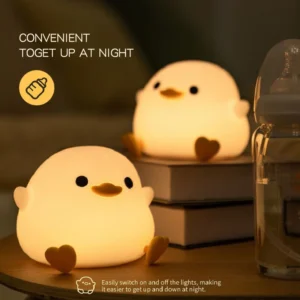 1pc Doudou Duck night light Children's gift soft light eye care USB charging timing automatic clap silicone lamp 2