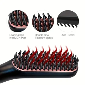 Men Beard Straightener Comb Ionic Hair Straightener Brush Anti-Scald Portable Straightening Comb Anti-frizz Hair Beard Brush 4