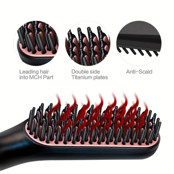 Men Beard Straightener Comb Ionic Hair Straightener Brush Anti-Scald Portable Straightening Comb Anti-frizz Hair Beard Brush 4
