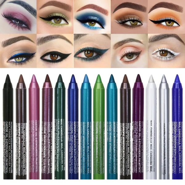14-Color Colourful Eyeliner Pen, High Pigmented Pearly Shimmer Metallic Smokey Punk Gothic Style Eyeliner, Long Lasting Waterpro 4