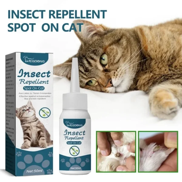 50ml Pet Anti Flea Tick Agent for Cats, Dogs, and Dogs. Extracorporeal Deworming Skin Cleaning Agent for Lice, Ticks, and Ticks 6