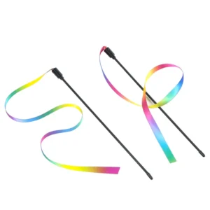 Pet Cat Toys Cute Funny Rainbow Strips Stick Cat Teaser Wand  Pet Toys for Cats Interactive Toys Cat Supplies Pet Products 4