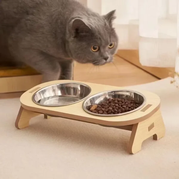 Elevated Pet Bowls Wooden Dog Waters Feed Container Tilted Single/Double Cat Utility Food Bowls Wooden Water Feeding Containers 3
