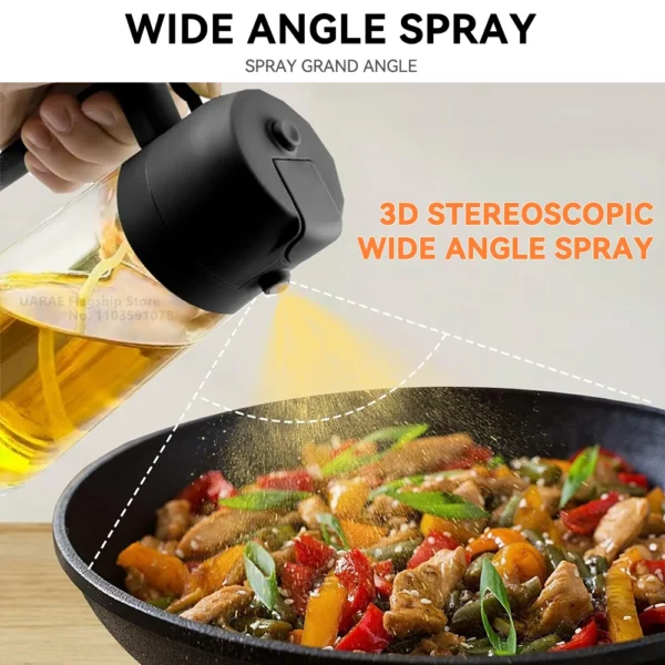 500mL Oil Empty Bottle 2in1 Sprayer & Pourer Plastic Oil Container Kitchen Cooking Oil Dispenser Vaporizer Cruet for Camping BBQ 5