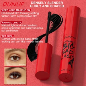 DUNUF 1 Pcs Long Lasting Mascara Thin Thick Waterproof Curl does not Easily Stain Sweat-proof and Non-smudging Beginner Friendly 3