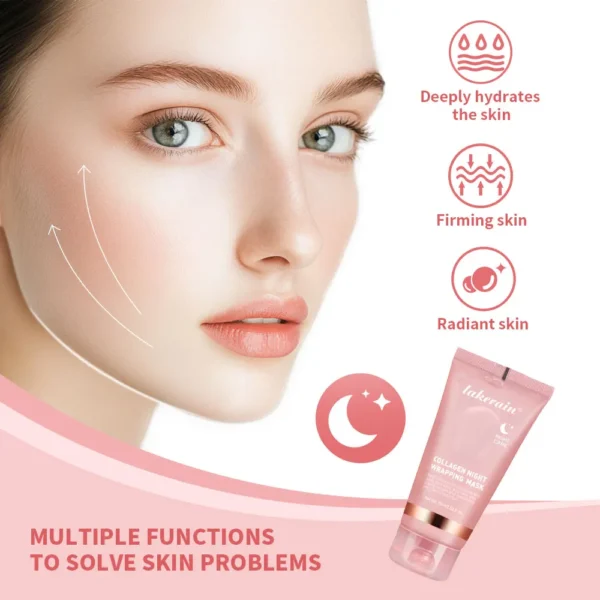 Lakerain Collagen Night Wrapping Mask Elasticity Hydration Care Reduces Sagging & Dullness Hydrolyzed Collagen For Glowing Skin 3