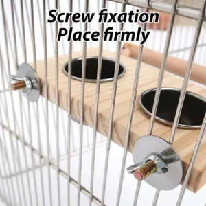 1 Pc Stainless Steel Bird Bowl Feeding Dish Cups Wooden Perch Stand Parrot Cage Feeder for Pet Birds Cockatiels Lovebird Conures 2