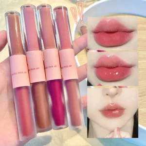 6 Color Head Lip Glaze Mirror Jelly Lipstick Matte Mist Lips Mud Lasting Moisturizing Lip Gloss Tint Korea Makeup Women Cosmetic