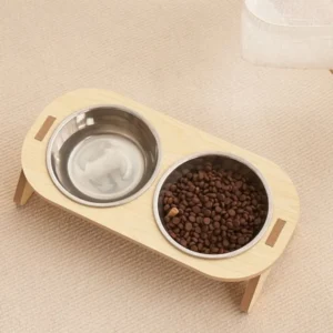 Elevated Pet Bowls Wooden Dog Waters Feed Container Tilted Single/Double Cat Utility Food Bowls Wooden Water Feeding Containers 4