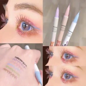 Cute Bear Liquid Eyeliner Lying Silkworm Eyelash Pen Matte White Pink Ultra-fine Color Eye Liner Pen Waterproof Eyes Makeup Pen 2