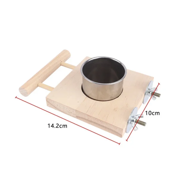 1 Pc Stainless Steel Bird Bowl Feeding Dish Cups Wooden Perch Stand Parrot Cage Feeder for Pet Birds Cockatiels Lovebird Conures 5