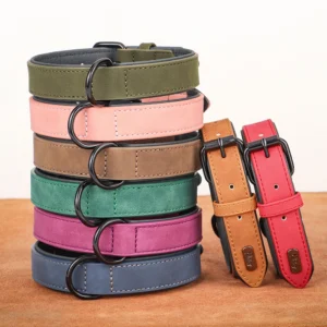 Large Dog Collar Soft Padded Dog Collars Durable Real Leather Pet Necklace Collar for Big Dogs Rottweiler Labrador Pitbull 2