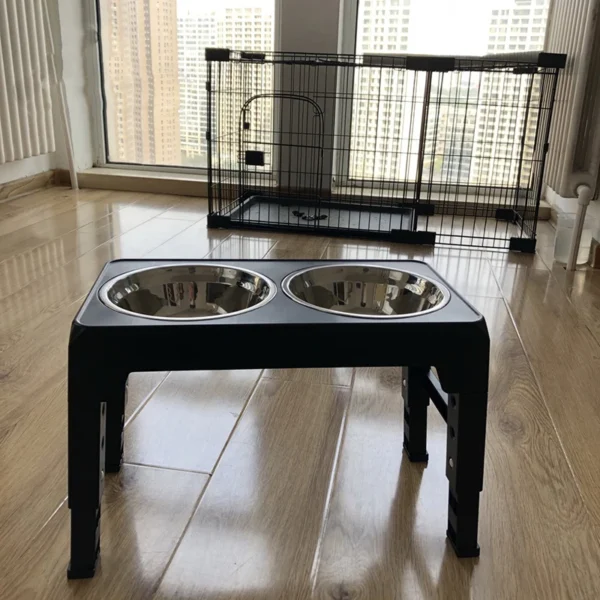 BOOTEELY Elevated Dog Feeder Bowls Adjustable Raised Stand with Double Stainless Steel Food Water Bowls Small Medium Large Dogs 4