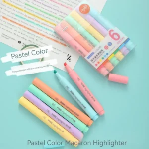 6Pcs/set Pastel Color Macaron Highlighter Pen Marker Pens Fluorescent Pen Drawing Highlighters Cute Stationery School Supplies 2