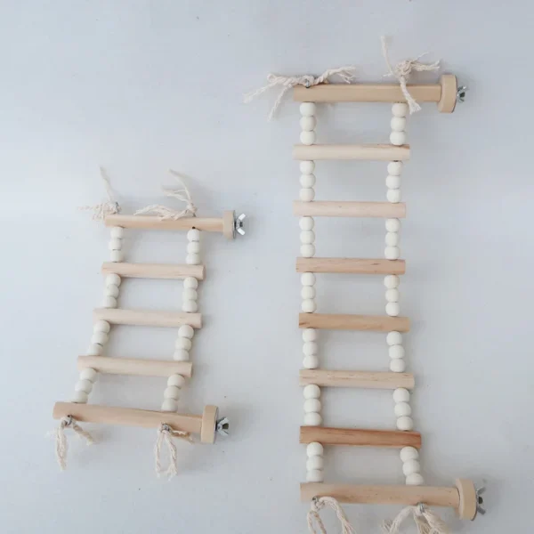 5/8 Steps Wood Ladder Pet Interactive Bird Parrot Toy Ladder for Hamster Cage Funny Grinding Stick Climbing Toy Bird Accessories 4