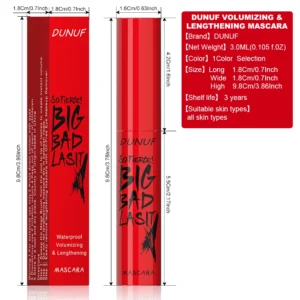 DUNUF 1 Pcs Long Lasting Mascara Thin Thick Waterproof Curl does not Easily Stain Sweat-proof and Non-smudging Beginner Friendly 6