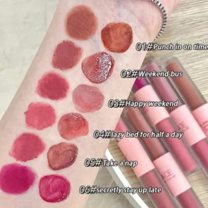 6 Color Head Lip Glaze Mirror Jelly Lipstick Matte Mist Lips Mud Lasting Moisturizing Lip Gloss Tint Korea Makeup Women Cosmetic 2