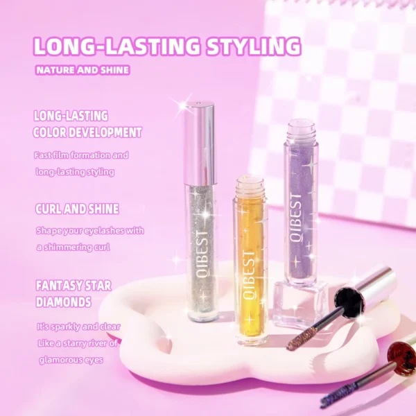 1 PC Diamond Mascara Shining Galaxy Sequins Sweat Proof Glitter Eyelashes Quick Dry Lasting Curling Thick Mascara Shimmer Makeup 4
