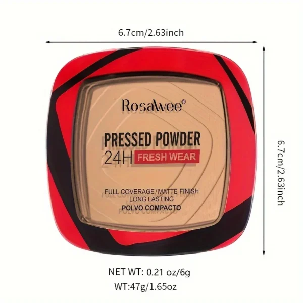 Matte Full Coverage Pressed Powder Foundation With Puff Applicator, 24H Fresh Wear Matte Weightless Finishing Powder Makeup 4