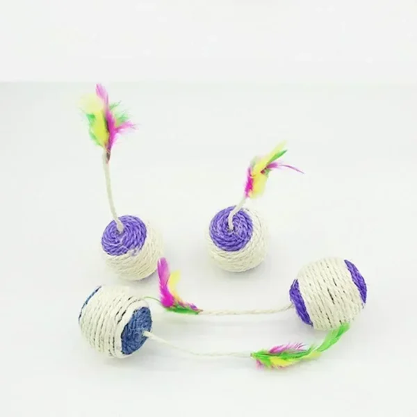 1Pc Cat Toy Sisal Scratching Ball Training Interactive Toy for Kitten Pet Cat Supplies Feather Toy  Cat Toys Interactive 2