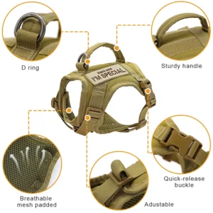 Nylon Cat Harness Vest with 2 Sticker Military Tactical Cats Harness With Handle Cats Small Dogs Pet Training Walking Chihuahua 3