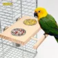 1 Pc Stainless Steel Bird Bowl Feeding Dish Cups Wooden Perch Stand Parrot Cage Feeder for Pet Birds Cockatiels Lovebird Conures