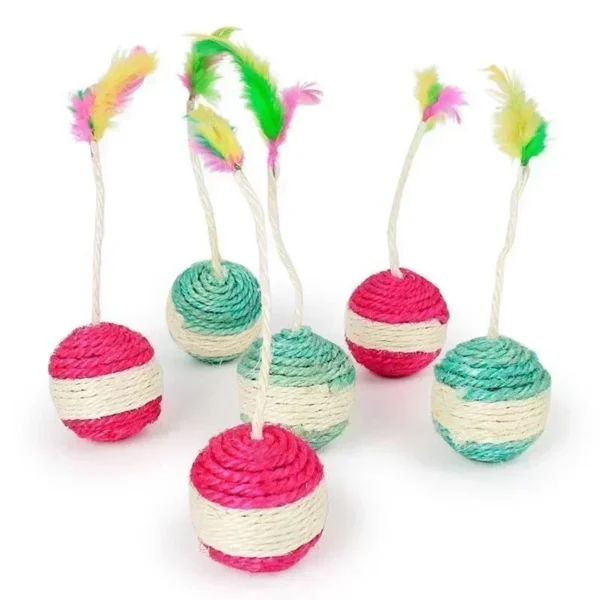 1Pc Cat Toy Sisal Scratching Ball Training Interactive Toy for Kitten Pet Cat Supplies Feather Toy  Cat Toys Interactive 3