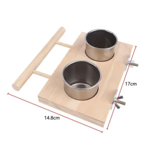 1 Pc Stainless Steel Bird Bowl Feeding Dish Cups Wooden Perch Stand Parrot Cage Feeder for Pet Birds Cockatiels Lovebird Conures 6