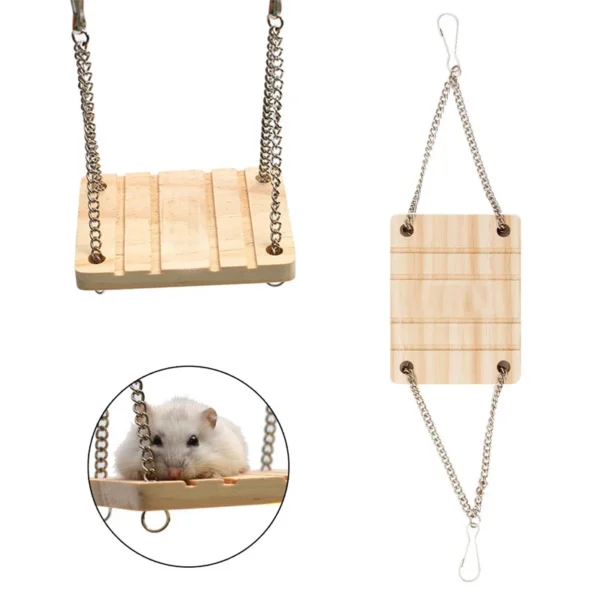 Small Animals Products Hamster Chinchilla Toys Wooden Swing Harness Hanging Bed Parrot Rest Mat Pet Hanging Pet Toys Accessories 6