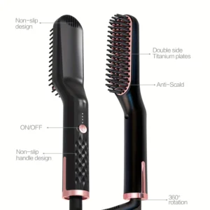 Men Beard Straightener Comb Ionic Hair Straightener Brush Anti-Scald Portable Straightening Comb Anti-frizz Hair Beard Brush 2